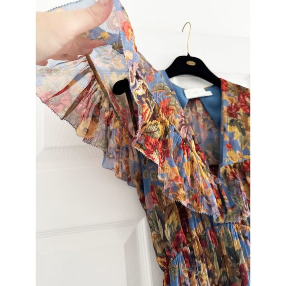 Zimmermann "Lovelorn Frill" Floral Silk Cape Dress, size 0 (XS) - Picture 9 of 16